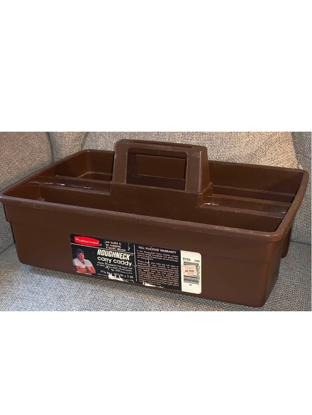 Vintage 1986 Rubbermaid Brown Roughneck Carry Caddy Tote w/ Handle